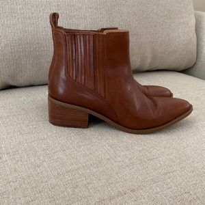 Brown leather booties